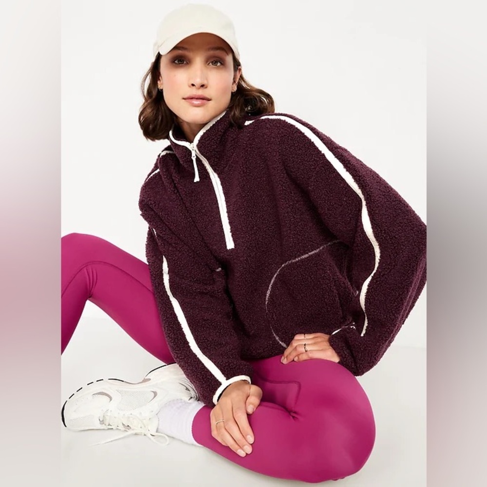 Loose Sherpa Quarter-Zip Pullover
